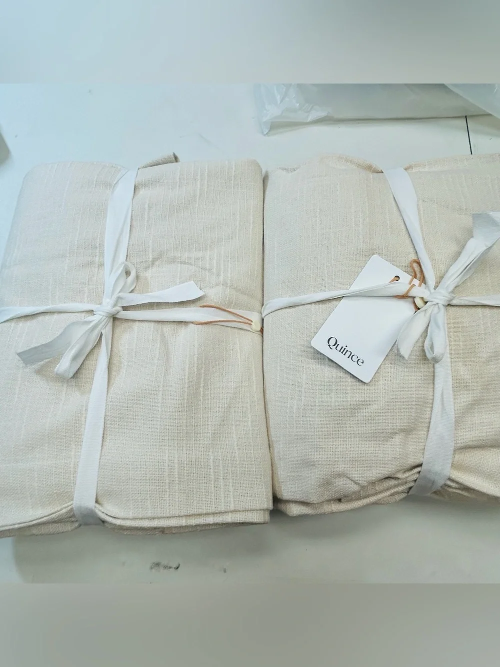 NWT QUINCE Set Of 2 48x84 Cotton Slub Curtains Natural 0120